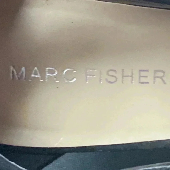 MARC FISHER WO SIZE 8.5 BLACK SUEDE 5” HEEL FRONT PLATFORM HEEL ANKLE STRAPS - Picture 6 of 16